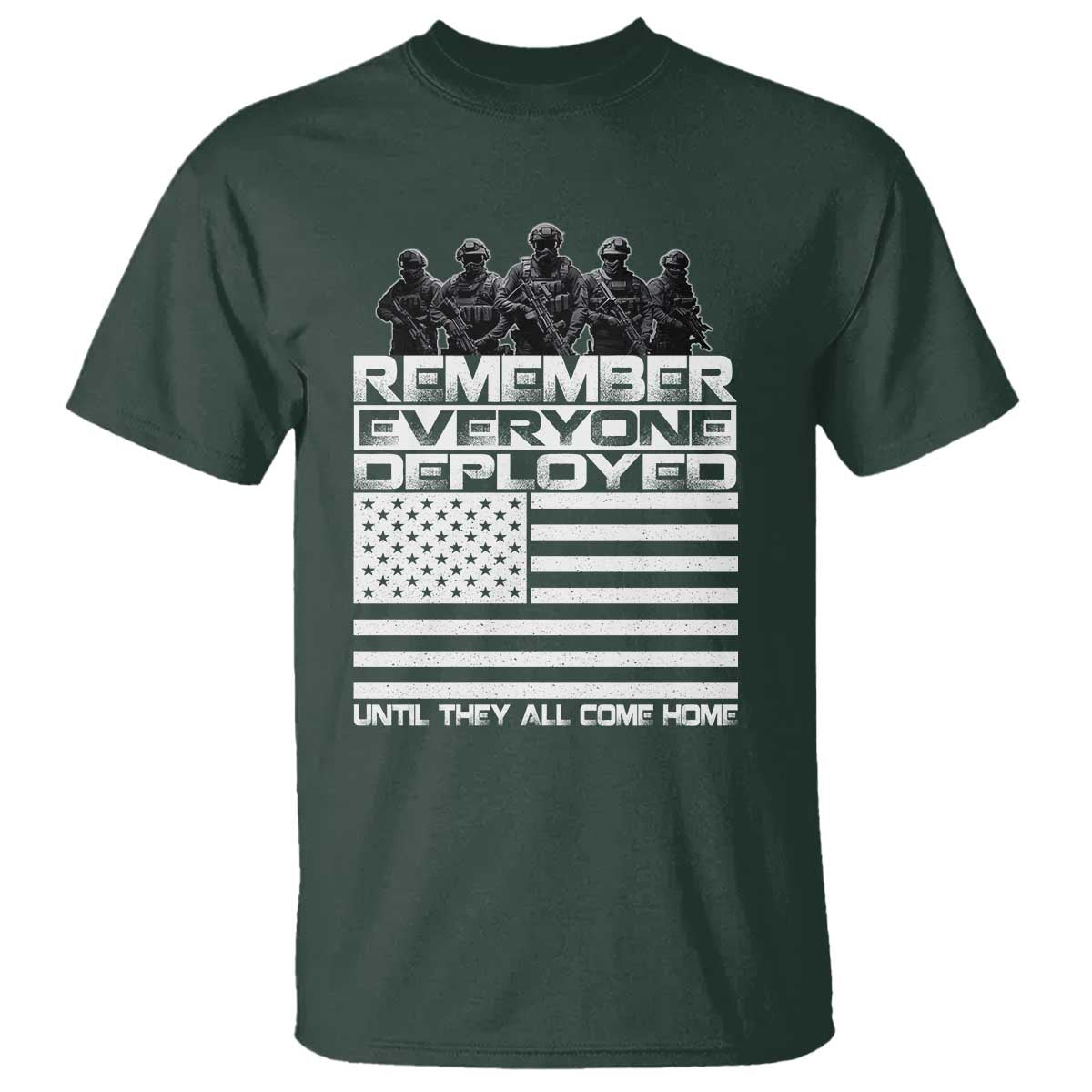 R.E.D Friday T Shirt Remember Everyone Deployed Military US Flag TS10 Dark Forest Green Print Your Wear