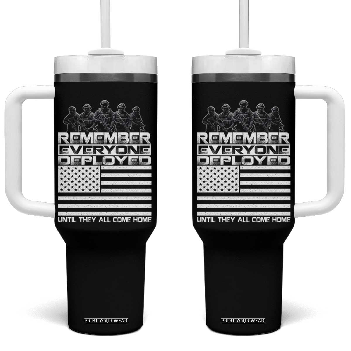 R.E.D Friday Tumbler With Handle Remember Everyone Deployed Military US Flag TS10 One Size: 40 oz Black Print Your Wear