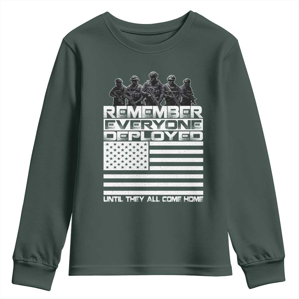 R.E.D Friday Youth Sweatshirt Remember Everyone Deployed Military US Flag TS10 Dark Forest Green Print Your Wear