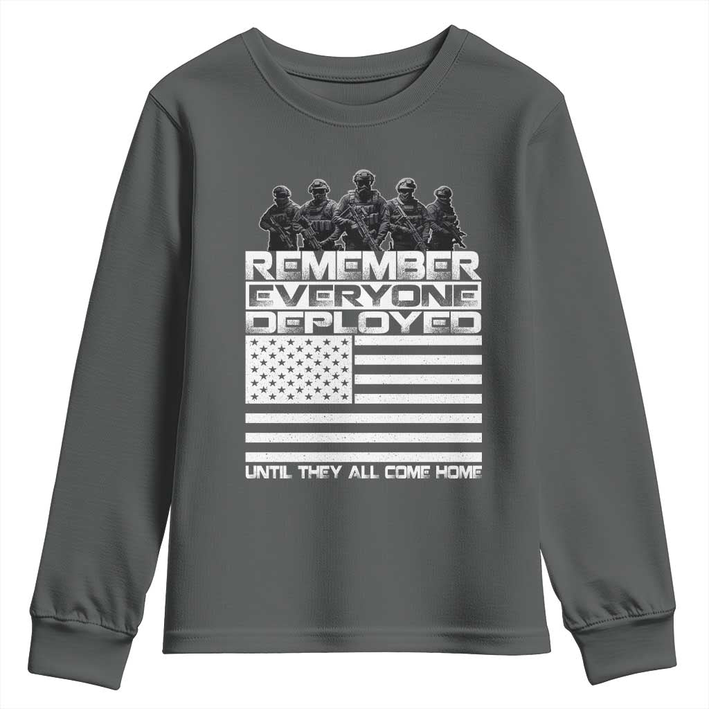 R.E.D Friday Youth Sweatshirt Remember Everyone Deployed Military US Flag TS10 Dark Heather Print Your Wear