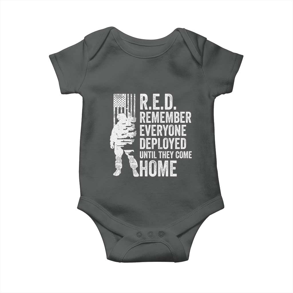 R.E.D Friday Baby Onesie Remember Everyone Deployed American Flag Military Supportive TS10 Dark Heather Print Your Wear