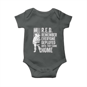 R.E.D Friday Baby Onesie Remember Everyone Deployed American Flag Military Supportive TS10 Dark Heather Print Your Wear