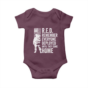 R.E.D Friday Baby Onesie Remember Everyone Deployed American Flag Military Supportive TS10 Maroon Print Your Wear