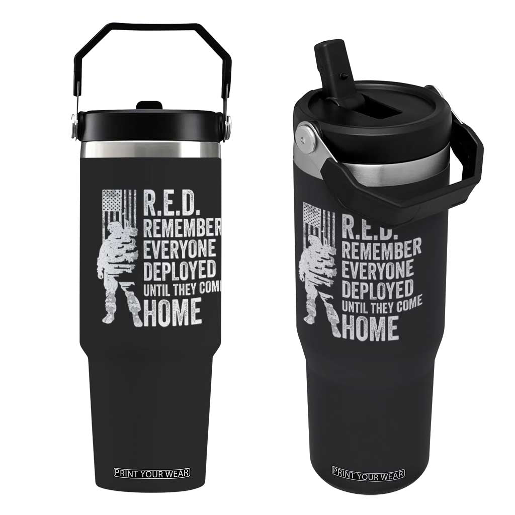R.E.D Friday Flip Straw Tumbler Remember Everyone Deployed American Flag Military Supportive TS10 One Size: 30 oz Black Print Your Wear