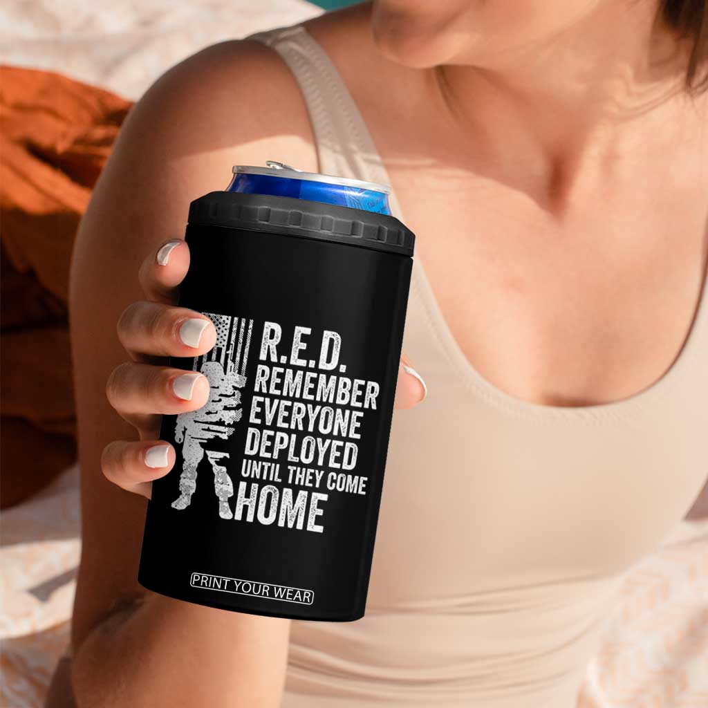 R.E.D Friday 4 in 1 Can Cooler Tumbler Remember Everyone Deployed American Flag Military Supportive TS10 Print Your Wear