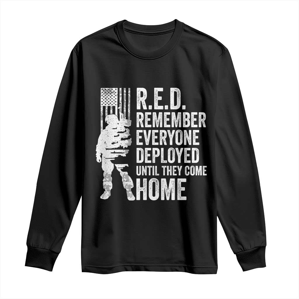 R.E.D Friday Long Sleeve Shirt Remember Everyone Deployed American Flag Military Supportive TS10 Black Print Your Wear
