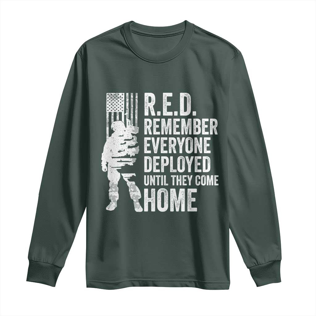 R.E.D Friday Long Sleeve Shirt Remember Everyone Deployed American Flag Military Supportive TS10 Dark Forest Green Print Your Wear