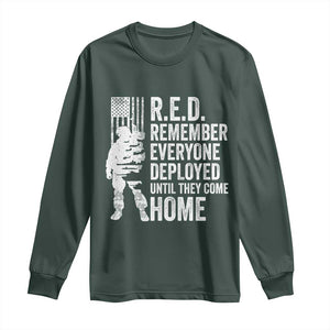 R.E.D Friday Long Sleeve Shirt Remember Everyone Deployed American Flag Military Supportive TS10 Dark Forest Green Print Your Wear