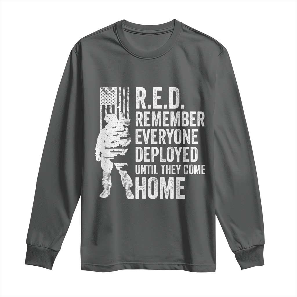 R.E.D Friday Long Sleeve Shirt Remember Everyone Deployed American Flag Military Supportive TS10 Dark Heather Print Your Wear