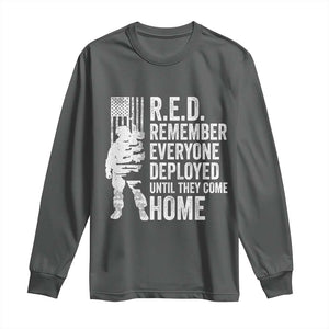R.E.D Friday Long Sleeve Shirt Remember Everyone Deployed American Flag Military Supportive TS10 Dark Heather Print Your Wear