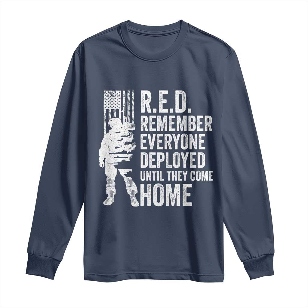 R.E.D Friday Long Sleeve Shirt Remember Everyone Deployed American Flag Military Supportive TS10 Navy Print Your Wear