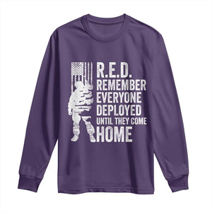 R.E.D Friday Long Sleeve Shirt Remember Everyone Deployed American Flag Military Supportive TS10 Purple Print Your Wear
