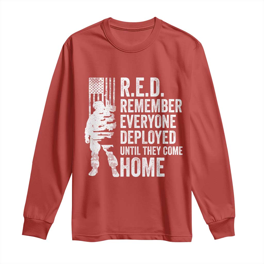 R.E.D Friday Long Sleeve Shirt Remember Everyone Deployed American Flag Military Supportive TS10 Red Print Your Wear