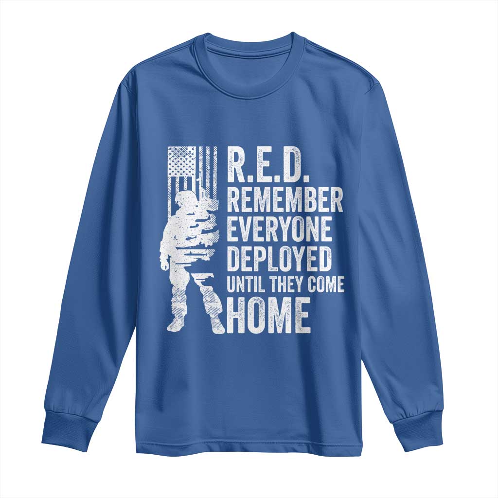 R.E.D Friday Long Sleeve Shirt Remember Everyone Deployed American Flag Military Supportive TS10 Royal Blue Print Your Wear