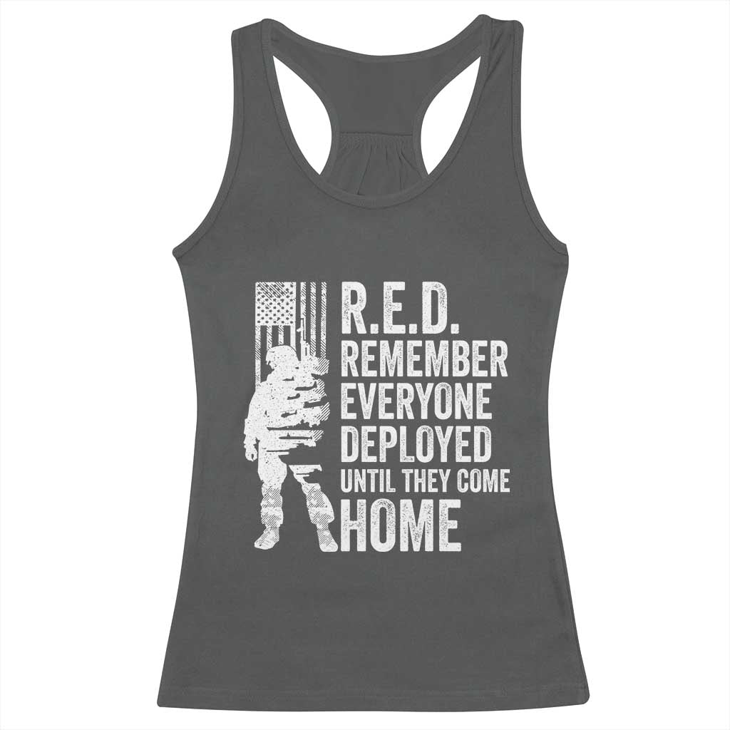 R.E.D Friday Racerback Tank Top Remember Everyone Deployed American Flag Military Supportive TS10 Dark Heather Print Your Wear