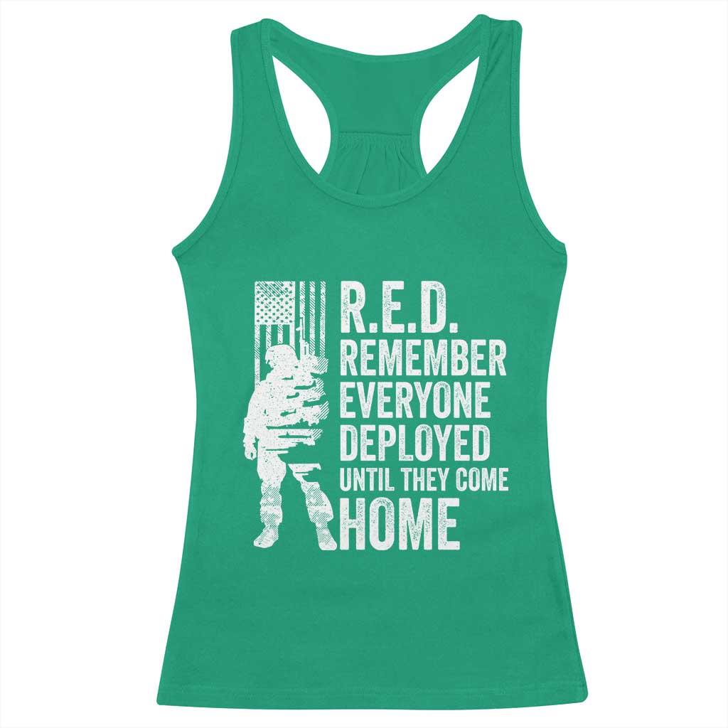 R.E.D Friday Racerback Tank Top Remember Everyone Deployed American Flag Military Supportive TS10 Irish Green Print Your Wear
