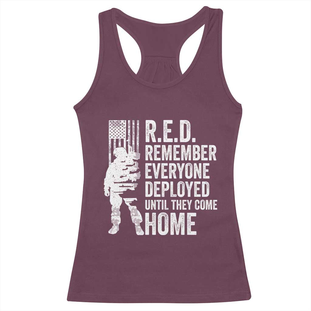 R.E.D Friday Racerback Tank Top Remember Everyone Deployed American Flag Military Supportive TS10 Maroon Print Your Wear