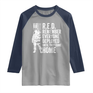 R.E.D Friday Raglan Shirt Remember Everyone Deployed American Flag Military Supportive TS10 Sport Gray Navy Print Your Wear