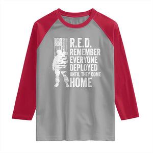 R.E.D Friday Raglan Shirt Remember Everyone Deployed American Flag Military Supportive TS10 Sport Gray Red Print Your Wear