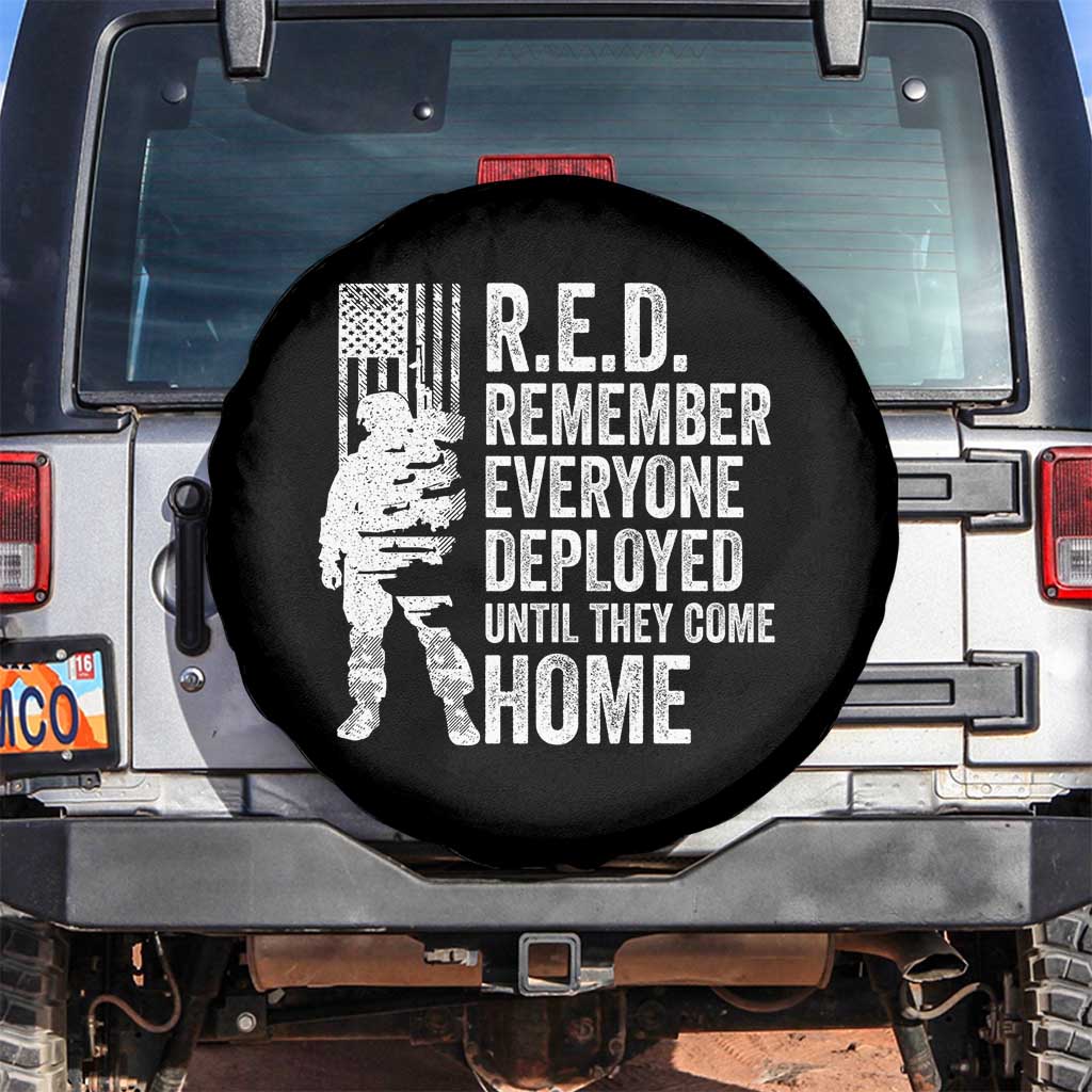 R.E.D Friday Spare Tire Cover Remember Everyone Deployed American Flag Military Supportive TS10 No hole Black Print Your Wear