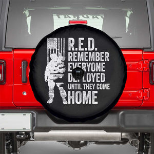 R.E.D Friday Spare Tire Cover Remember Everyone Deployed American Flag Military Supportive TS10 Black Print Your Wear