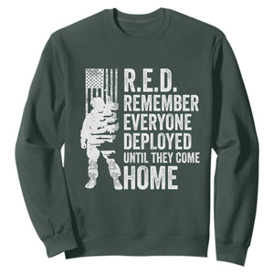 R.E.D Friday Sweatshirt Remember Everyone Deployed American Flag Military Supportive TS10 Dark Forest Green Print Your Wear