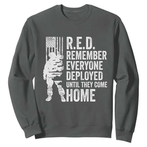 R.E.D Friday Sweatshirt Remember Everyone Deployed American Flag Military Supportive TS10 Dark Heather Print Your Wear