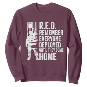 R.E.D Friday Sweatshirt Remember Everyone Deployed American Flag Military Supportive TS10 Maroon Print Your Wear