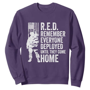 R.E.D Friday Sweatshirt Remember Everyone Deployed American Flag Military Supportive TS10 Purple Print Your Wear