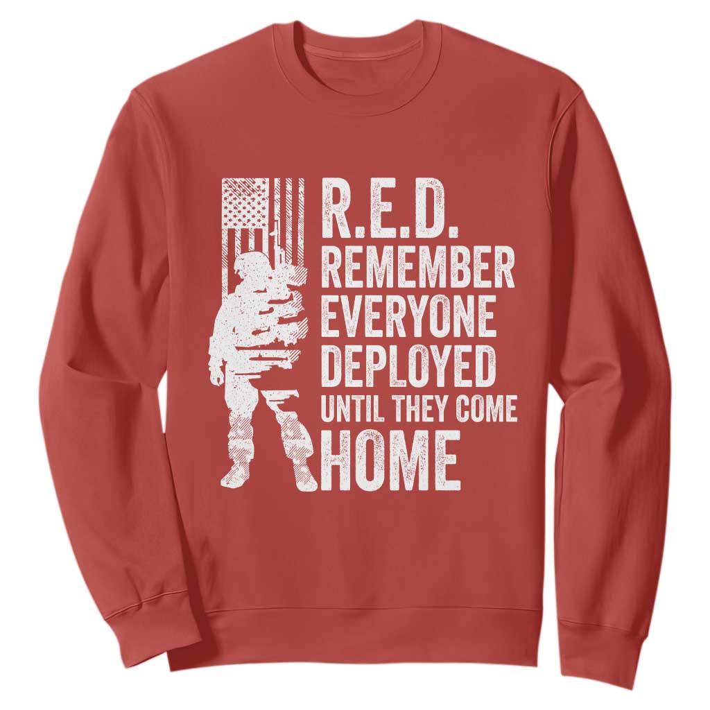 R.E.D Friday Sweatshirt Remember Everyone Deployed American Flag Military Supportive TS10 Red Print Your Wear
