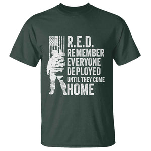 R.E.D Friday T Shirt Remember Everyone Deployed American Flag Military Supportive TS10 Dark Forest Green Print Your Wear