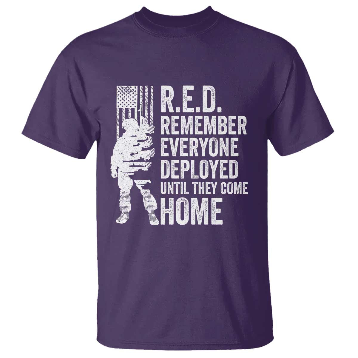 R.E.D Friday T Shirt Remember Everyone Deployed American Flag Military Supportive TS10 Purple Print Your Wear