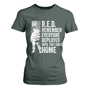 R.E.D Friday T Shirt For Women Remember Everyone Deployed American Flag Military Supportive TS10 Dark Forest Green Print Your Wear