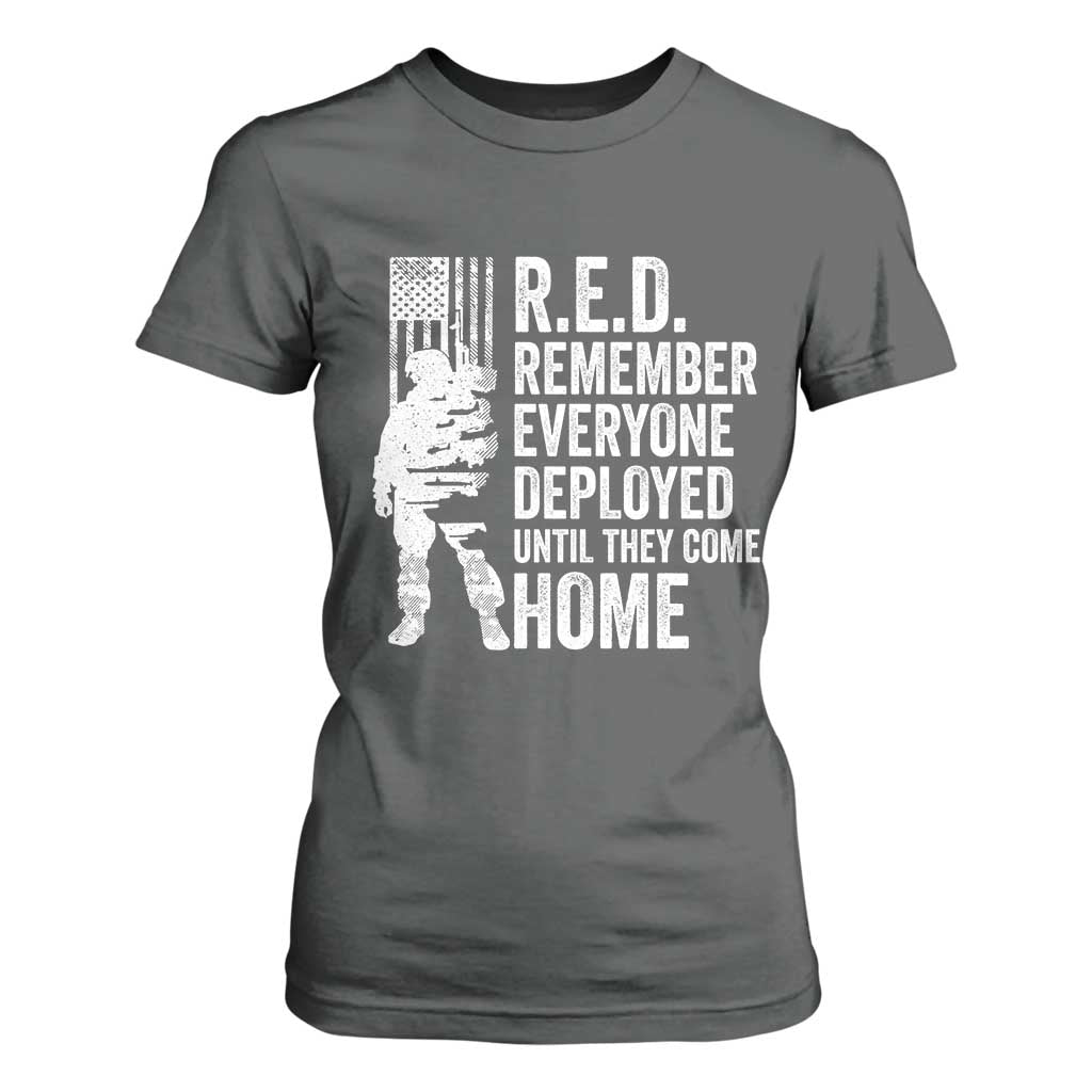 R.E.D Friday T Shirt For Women Remember Everyone Deployed American Flag Military Supportive TS10 Dark Heather Print Your Wear
