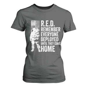 R.E.D Friday T Shirt For Women Remember Everyone Deployed American Flag Military Supportive TS10 Dark Heather Print Your Wear