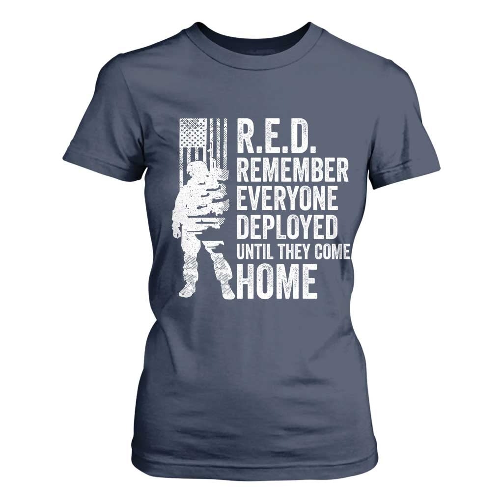 R.E.D Friday T Shirt For Women Remember Everyone Deployed American Flag Military Supportive TS10 Navy Print Your Wear
