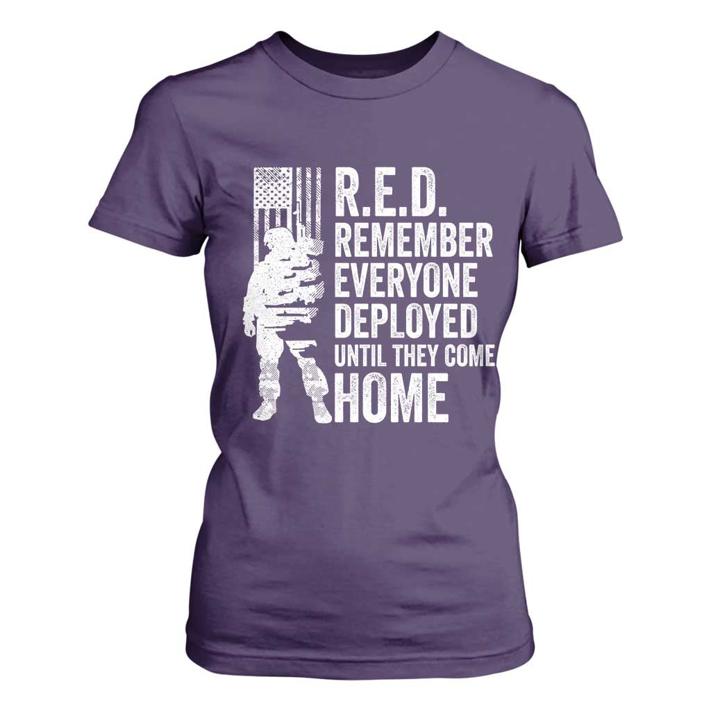 R.E.D Friday T Shirt For Women Remember Everyone Deployed American Flag Military Supportive TS10 Purple Print Your Wear