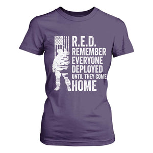 R.E.D Friday T Shirt For Women Remember Everyone Deployed American Flag Military Supportive TS10 Purple Print Your Wear