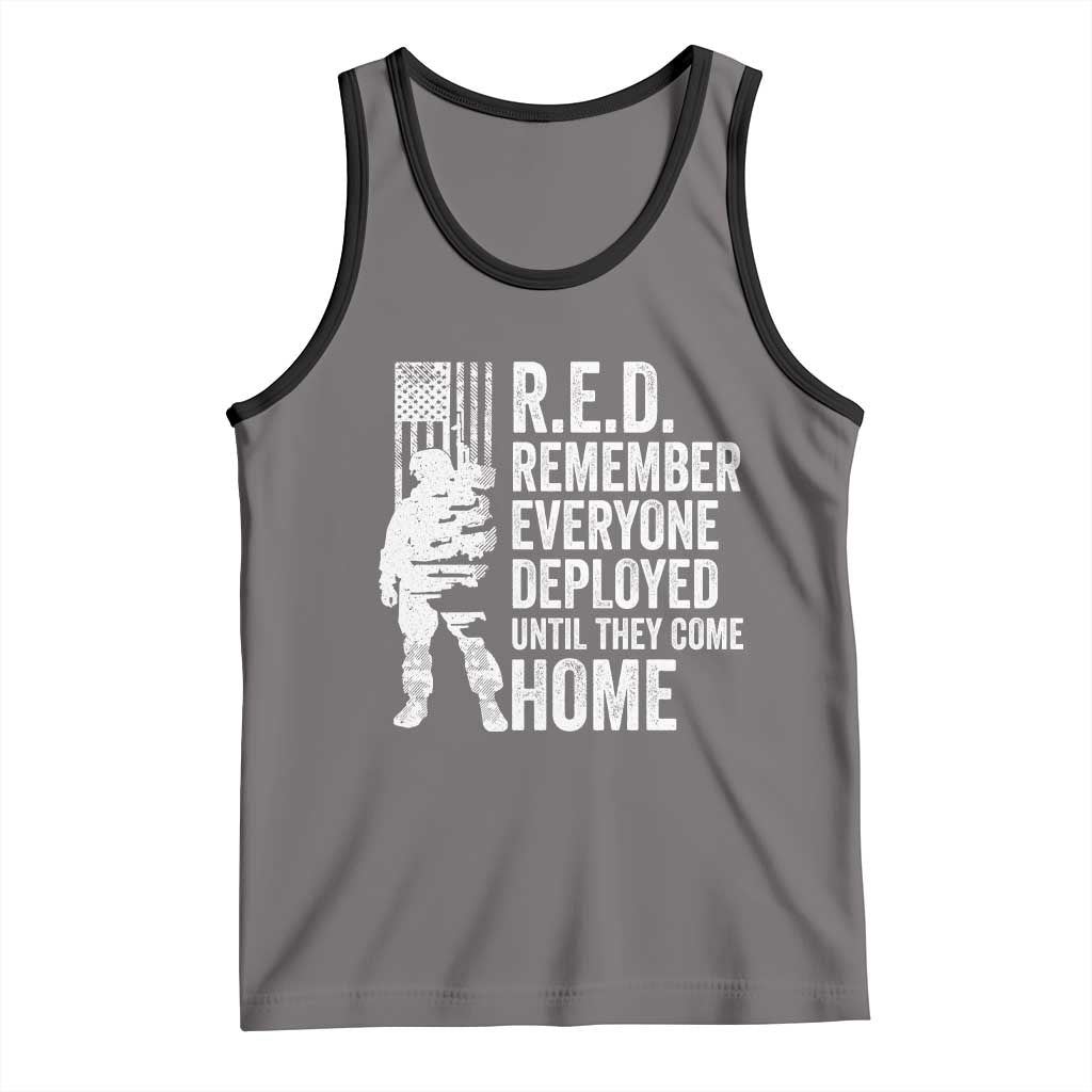 R.E.D Friday Tank Top Remember Everyone Deployed American Flag Military Supportive TS10 Deep Heather Black Print Your Wear