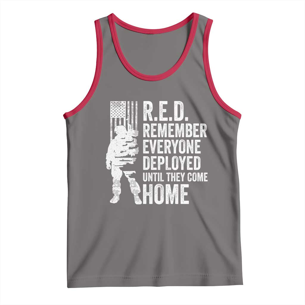 R.E.D Friday Tank Top Remember Everyone Deployed American Flag Military Supportive TS10 Deep Heather Red Print Your Wear