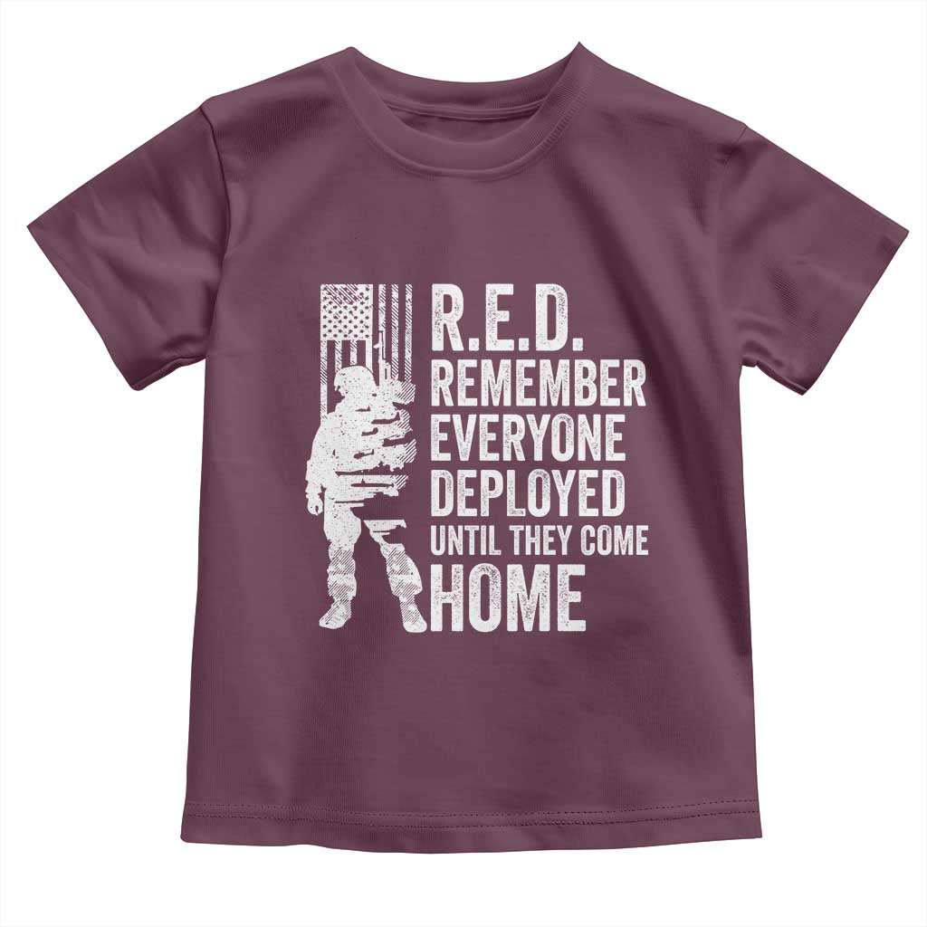 R.E.D Friday Toddler T Shirt Remember Everyone Deployed American Flag Military Supportive TS10 Maroon Print Your Wear