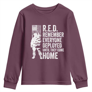 R.E.D Friday Youth Sweatshirt Remember Everyone Deployed American Flag Military Supportive TS10 Maroon Print Your Wear