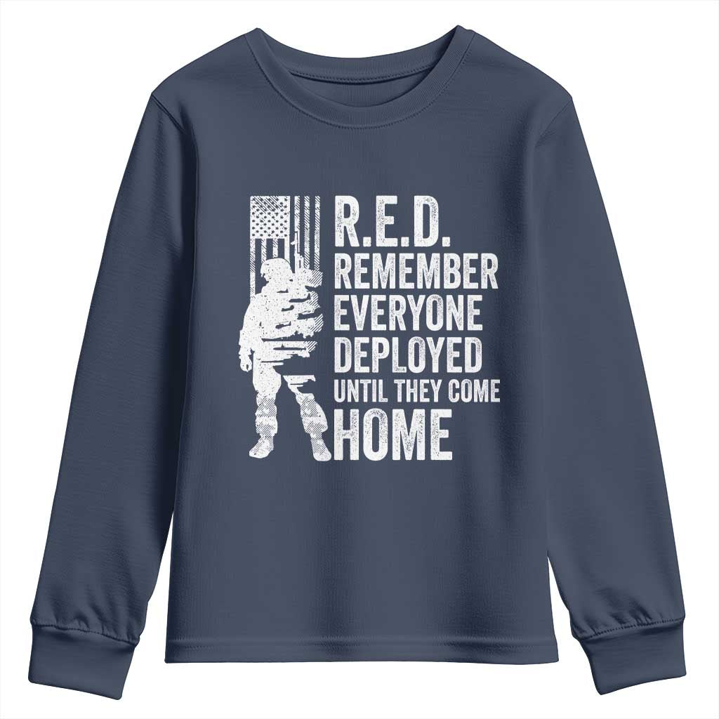 R.E.D Friday Youth Sweatshirt Remember Everyone Deployed American Flag Military Supportive TS10 Navy Print Your Wear