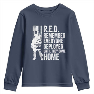 R.E.D Friday Youth Sweatshirt Remember Everyone Deployed American Flag Military Supportive TS10 Navy Print Your Wear