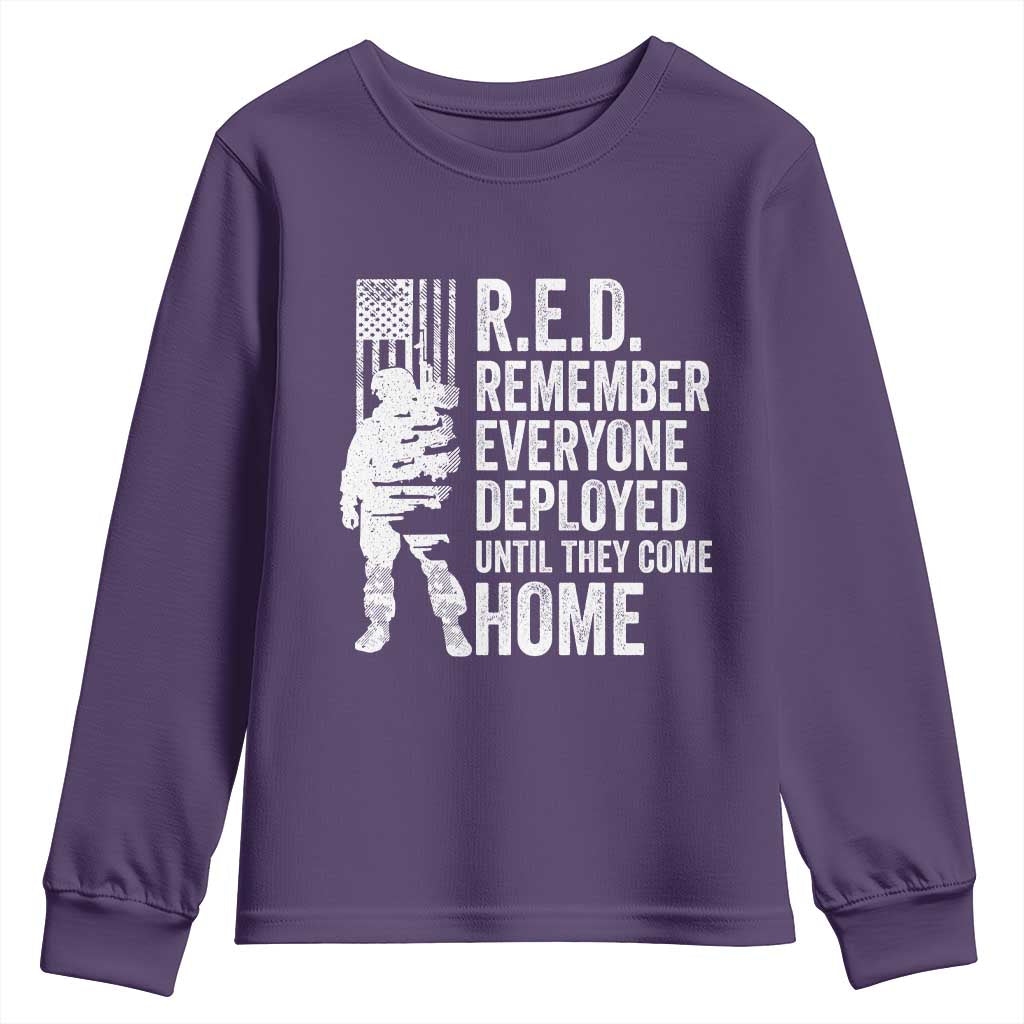 R.E.D Friday Youth Sweatshirt Remember Everyone Deployed American Flag Military Supportive TS10 Purple Print Your Wear