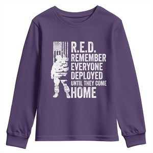 R.E.D Friday Youth Sweatshirt Remember Everyone Deployed American Flag Military Supportive TS10 Purple Print Your Wear