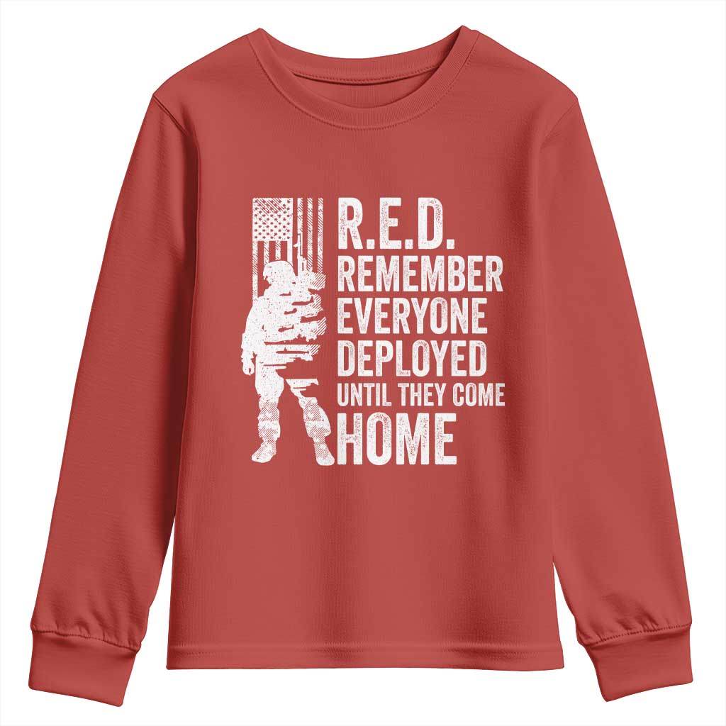 R.E.D Friday Youth Sweatshirt Remember Everyone Deployed American Flag Military Supportive TS10 Red Print Your Wear