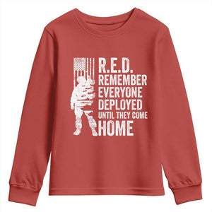 R.E.D Friday Youth Sweatshirt Remember Everyone Deployed American Flag Military Supportive TS10 Red Print Your Wear