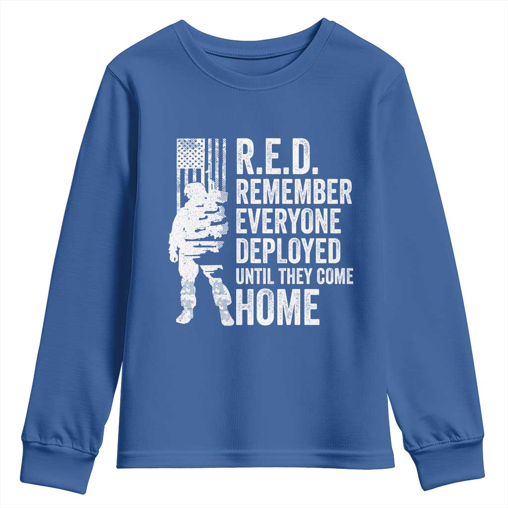 R.E.D Friday Youth Sweatshirt Remember Everyone Deployed American Flag Military Supportive TS10 Royal Blue Print Your Wear