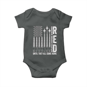 RED Friday Remember Everyone Deployed Baby Onesie Military American Flag TS10 Dark Heather Print Your Wear